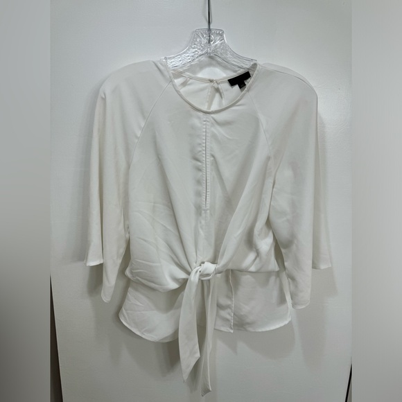 Topshop White Slouchy Knot Front Blouse - Picture 2 of 4